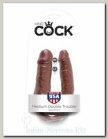 Фаллоимитатор - реалистик двойной U-Shaped Medium Double Trouble, 14 см, коричневый