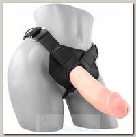 Реалистичный страпон King Cock Harness, телесный, 16 см