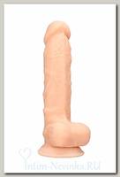 Фаллоимитатор Shots Media RealRock Silicone Dildo With Balls, 17,8 см, телесный