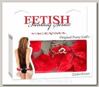 Наручники металлические Furry Love Cuffs с красным мехом