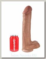 Фаллос гигант на присоске Cock with Balls с мошонкой 22.4 см, коричневый