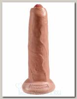 Закрытый реалистичный фаллос King Cock 9 Uncut Cock 22.9 см, загорелый