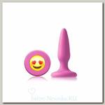 Небольшая силиконовая анальная втулка Moji's с эмоджи, розовая