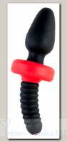 Мощная анальная втулка с виброрежимом, ToyFa Black & Red, черная
