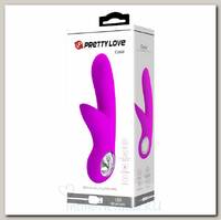 Вибратор с клиторальным отростком-щеточкой PrettyLove Carol 9,5 см