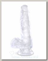 Прозрачный фаллоимитатор с мошонкой King Cock Clear 6 Cock 12,7 см