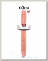 Реалистичный двухсторонний фаллоимитатор King Cock 16 Thick 40.6 см, телесный