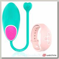 Мощное виброяйцо с пультом ДУ в виде часов WEARWATCH EGG, зеленый\розовый