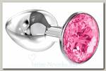 Анальный серебристый страз Diamond Clear Sparkle Small S, розовый