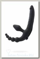 Безремневой страпон TOYFA Black&Red влагостойкий, 15 (7) см, черный