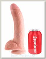 Вибратор реалистик с присоской 9 Vibrating Cock with Balls, 18 см, телесный