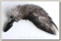 Силиконовая анальная пробка Silver Fox с натуральным мехом