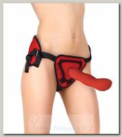 Фаллоимитатор красный реалистик Deluxe Silicone Strap On, 25 см