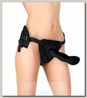 Фаллоимитатор черный реалистик Deluxe Silicone Strap On, 25 см