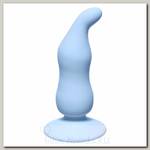 Силиконовая анальная пробка Waved Anal Plug, голубая