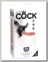 Фаллоимитатор King Cock трусики с насадкой, 16 см, телесный