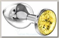 Анальный серебристый страз Diamond Clear Sparkle Small S, желтый