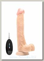 Дилдо-вибратор Shots Media RealRock Vibrating Realistic Cock With Scrotum, 10 Inch, телесный