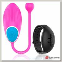 Мощное виброяйцо с пультом ДУ в виде часов WEARWATCH EGG, розовый\черный
