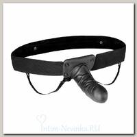 Вибрирующий полый страпон Lux Fetish Unisex, черный, 15 см