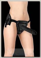 Член на удобных трусиках Deluxe Silicone Strap On, 25 см, черный