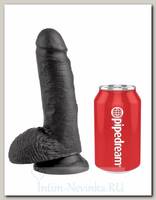 Реалистик с мошонкой на присоске Cock with Balls King Cock 13.5 см, черный