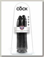 Дилдо двойной на присоске King Cock 11 Two Cocks One Hole, черный, 28 см