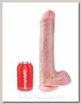 Фаллос гигант на присоске Cock with Balls с мошонкой 22.4 см, телесный