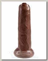 Закрытый реалистичный фаллос King Cock 9 Uncut Cock 22.9 см, коричневый