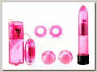 Вибромассажер для пар в наборе с насадками Classic Crystal Couples Kit Pink