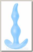 Анальная пробка из бархатистого силикона Bent Anal Plug, синяя