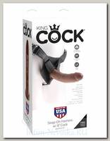 Фаллоимитатор King Cock трусики с насадкой, 16 см, коричневый
