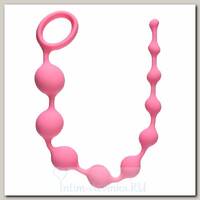 Анальная цепочка Pleasure Chain со звеньями разного диаметра, розовая