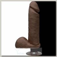 Вибромассажер-реалистик со встроенным мотором Vibrating Caramel, 19 см, темно-коричневый