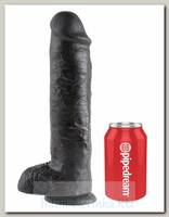 Фаллос-гигант 11 Cock with Balls на присоске, 15 см, черный