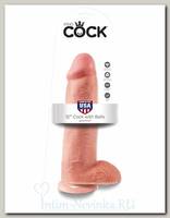 Реалистичный фаллос на присоске 12 Cock with Balls, 24 см, телесный