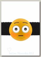 Кляп Shock Emoji с черными лентами с регулировкой размера
