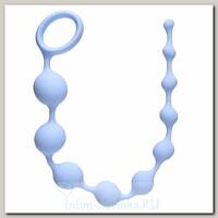 Анальная цепочка Pleasure Chain со звеньями разного диаметра, синяя