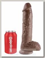 Фаллоимитатор-гигант King Cock с мошонкой, PipeDream, 20 см, коричневый