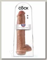 Реалистичный фаллоимитатор-гигант King Cock коричневый 34,3 см