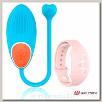 Мощное виброяйцо с пультом ДУ в виде часов WEARWATCH EGG, голубой\розовый
