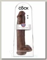 Реалистичный фаллоимитатор-гигант King Cock темно-коричневый 34,3 см