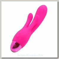 Силиконовый вибратор с клиторальным отростком Frolic Bunny, 11 см, розовый