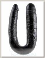 Фаллос двухголовый большой U-Shaped Large Double Trouble 17.8 см, черный