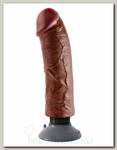 Большой вибратор-реалистик на присоске 3 в 1, Vibrating Cock, 23 см, коричневый