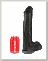 Фаллос гигант на присоске Cock with Balls с мошонкой 22.4 см, черный