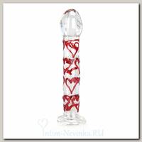 Стеклянный фаллоимитатор с сердцами HEART'S DREAM 16,5 см