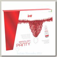 Набор из массажного крема для тела и трусиков Intt Sliding Gel Strawberry, красный